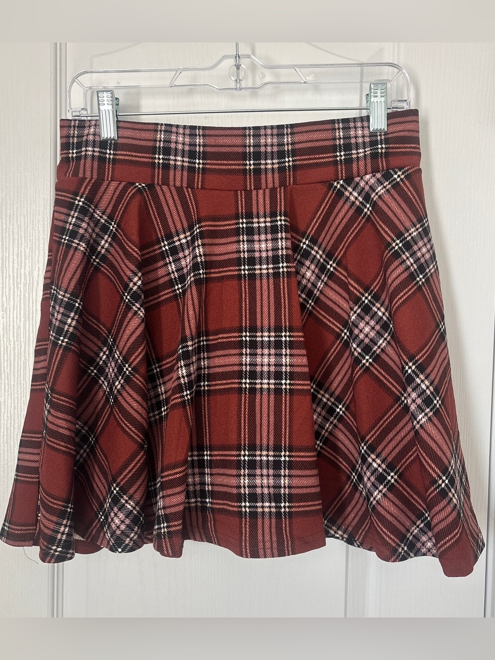 Red/Brown Plaid Mini Skort - Large